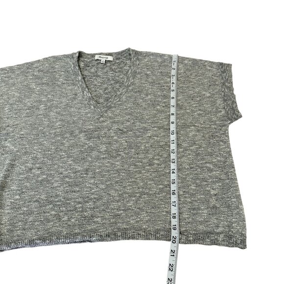 Madewell Women's Gray Ribbed Knitted Raglan Sleeve Boxy Sweater Tee Size M - Picture 6 of 8